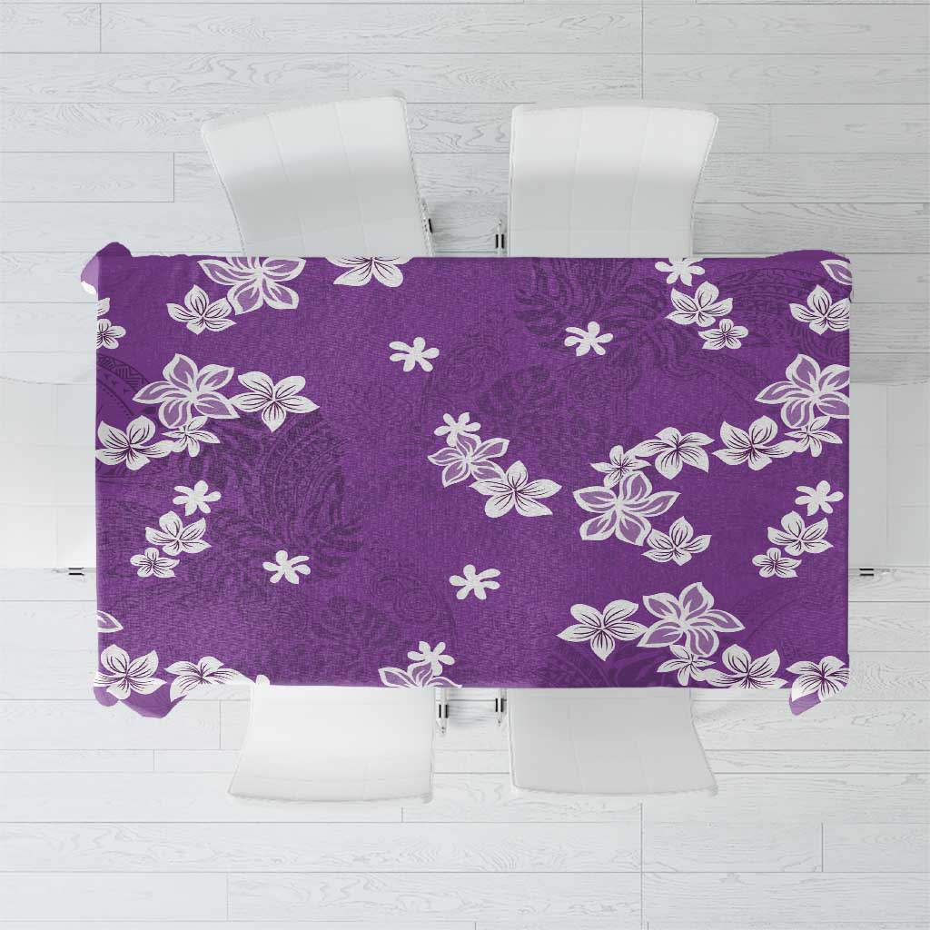 Hawaii Monstera Deliciosa Tablecloth Purple Plumeria Polynesian Pattern - Polynesian Pride