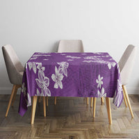 Hawaii Monstera Deliciosa Tablecloth Purple Plumeria Polynesian Pattern - Polynesian Pride