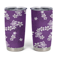 Hawaii Monstera Deliciosa Tumbler Cup Purple Plumeria Polynesian Pattern - Polynesian Pride