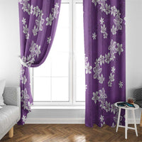Hawaii Monstera Deliciosa Window Curtain Purple Plumeria Polynesian Pattern - Polynesian Pride