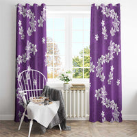 Hawaii Monstera Deliciosa Window Curtain Purple Plumeria Polynesian Pattern - Polynesian Pride