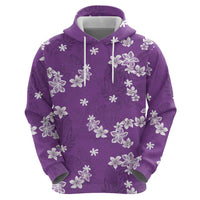 Hawaii Monstera Deliciosa Zip Hoodie Purple Plumeria Polynesian Pattern - Polynesian Pride