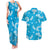 Hawaii Monstera Deliciosa Couples Matching Tank Maxi Dress and Hawaiian Shirt Blue Plumeria Polynesian Pattern - Polynesian Pride
