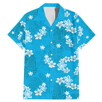 Hawaii Monstera Deliciosa Family Matching Mermaid Dress and Hawaiian Shirt Blue Plumeria Polynesian Pattern - Polynesian Pride