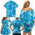 Hawaii Monstera Deliciosa Family Matching Off Shoulder Short Dress and Hawaiian Shirt Blue Plumeria Polynesian Pattern - Polynesian Pride
