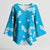 Hawaii Monstera Deliciosa Kimono Sleeve Blouse Blue Plumeria Polynesian Pattern - Polynesian Pride