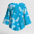 Hawaii Monstera Deliciosa Kimono Sleeve Blouse Blue Plumeria Polynesian Pattern - Polynesian Pride