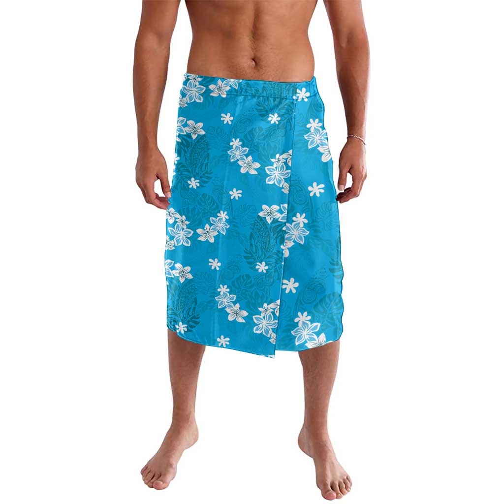 Hawaii Monstera Deliciosa Lavalava Blue Plumeria Polynesian Pattern - Polynesian Pride