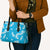 Hawaii Monstera Deliciosa Leather Bag Blue Plumeria Polynesian Pattern - Polynesian Pride
