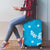 Hawaii Monstera Deliciosa Luggage Cover Blue Plumeria Polynesian Pattern - Polynesian Pride