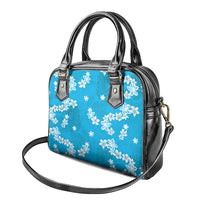 Hawaii Monstera Deliciosa Shoulder Handbag Blue Plumeria Polynesian Pattern - Polynesian Pride