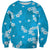 Hawaii Monstera Deliciosa Sweatshirt Blue Plumeria Polynesian Pattern - Polynesian Pride