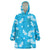 Hawaii Monstera Deliciosa Wearable Blanket Hoodie Blue Plumeria Polynesian Pattern - Polynesian Pride