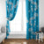 Hawaii Monstera Deliciosa Window Curtain Blue Plumeria Polynesian Pattern - Polynesian Pride