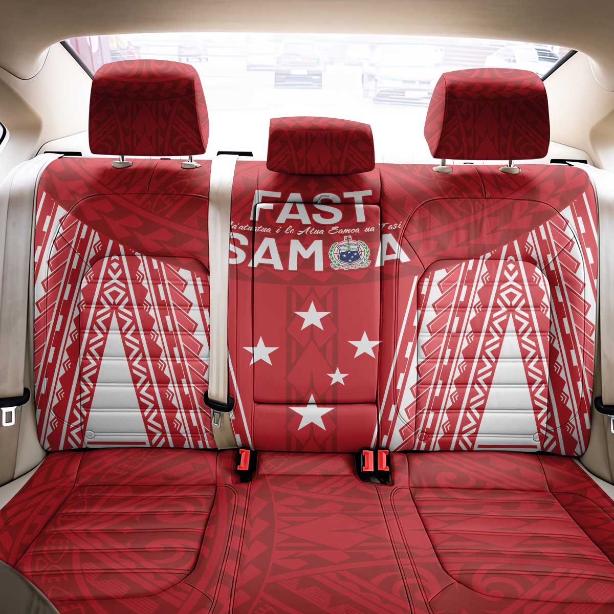 Samoa FAST Back Car Seat Cover Forever Proud Samoan Tribal Pattern - Polynesian Pride