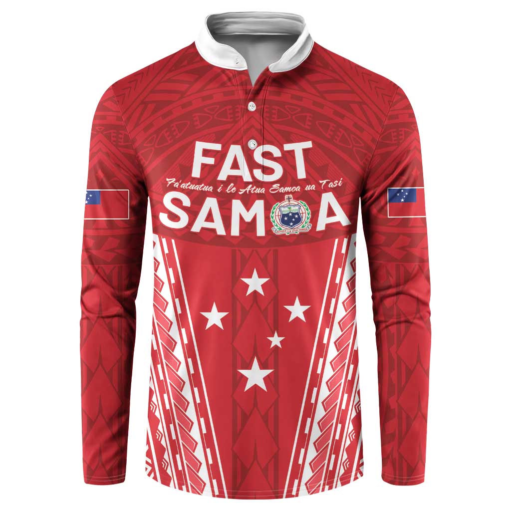 Samoa FAST Button Sweatshirt Forever Proud Samoan Tribal Pattern - Polynesian Pride