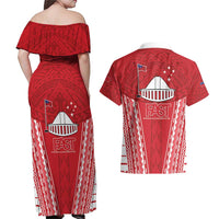Samoa FAST Couples Matching Off Shoulder Maxi Dress and Hawaiian Shirt Forever Proud Samoan Tribal Pattern - Polynesian Pride