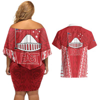 Samoa FAST Couples Matching Off Shoulder Short Dress and Hawaiian Shirt Forever Proud Samoan Tribal Pattern - Polynesian Pride