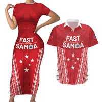 Samoa FAST Couples Matching Short Sleeve Bodycon Dress and Hawaiian Shirt Forever Proud Samoan Tribal Pattern - Polynesian Pride