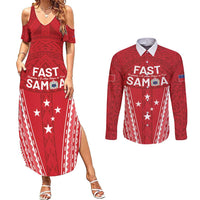 Samoa FAST Couples Matching Summer Maxi Dress and Long Sleeve Button Shirt Forever Proud Samoan Tribal Pattern - Polynesian Pride