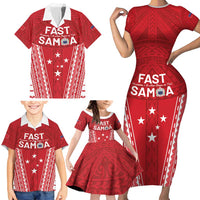 Samoa FAST Family Matching Short Sleeve Bodycon Dress and Hawaiian Shirt Forever Proud Samoan Tribal Pattern - Polynesian Pride