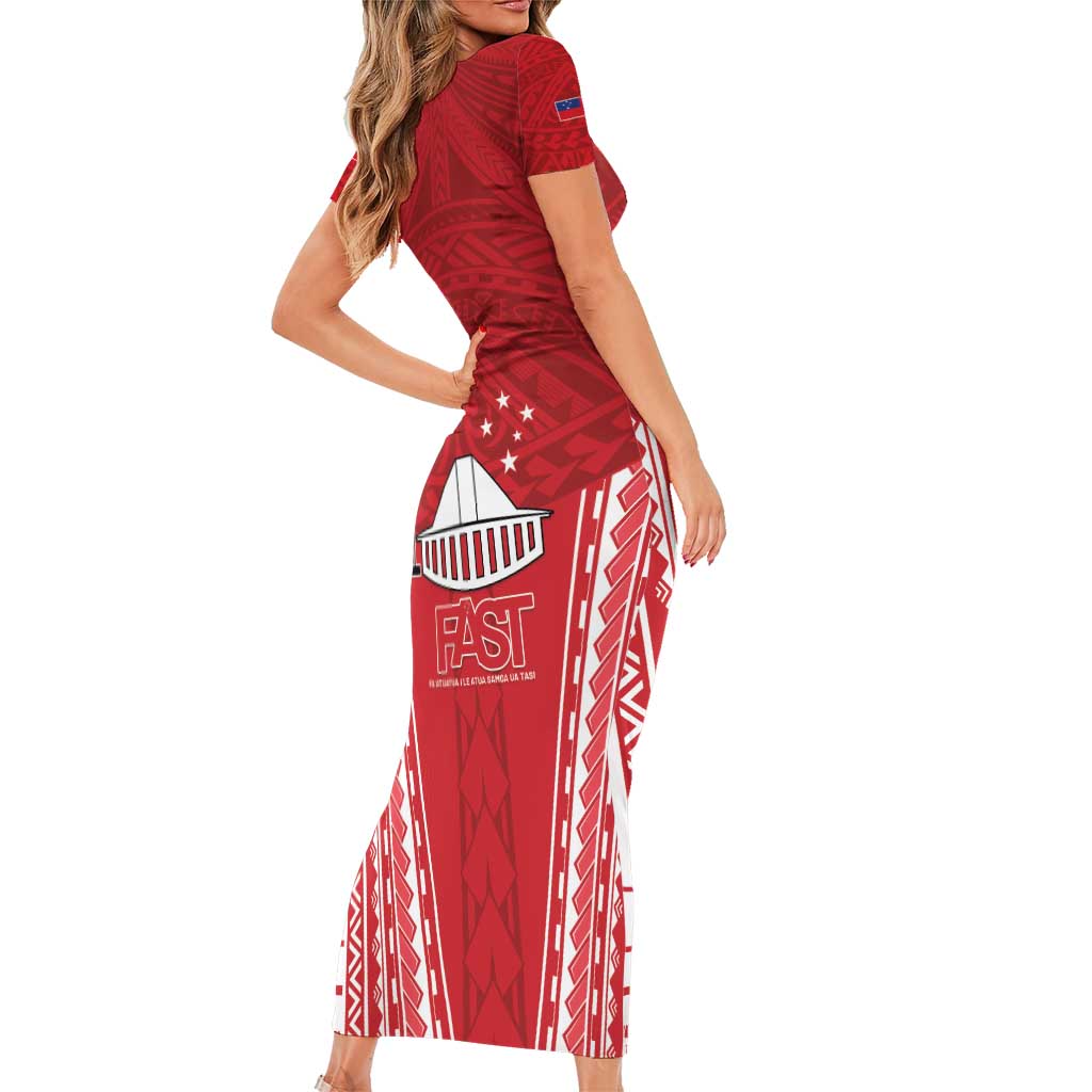 Samoa FAST Family Matching Short Sleeve Bodycon Dress and Hawaiian Shirt Forever Proud Samoan Tribal Pattern - Polynesian Pride