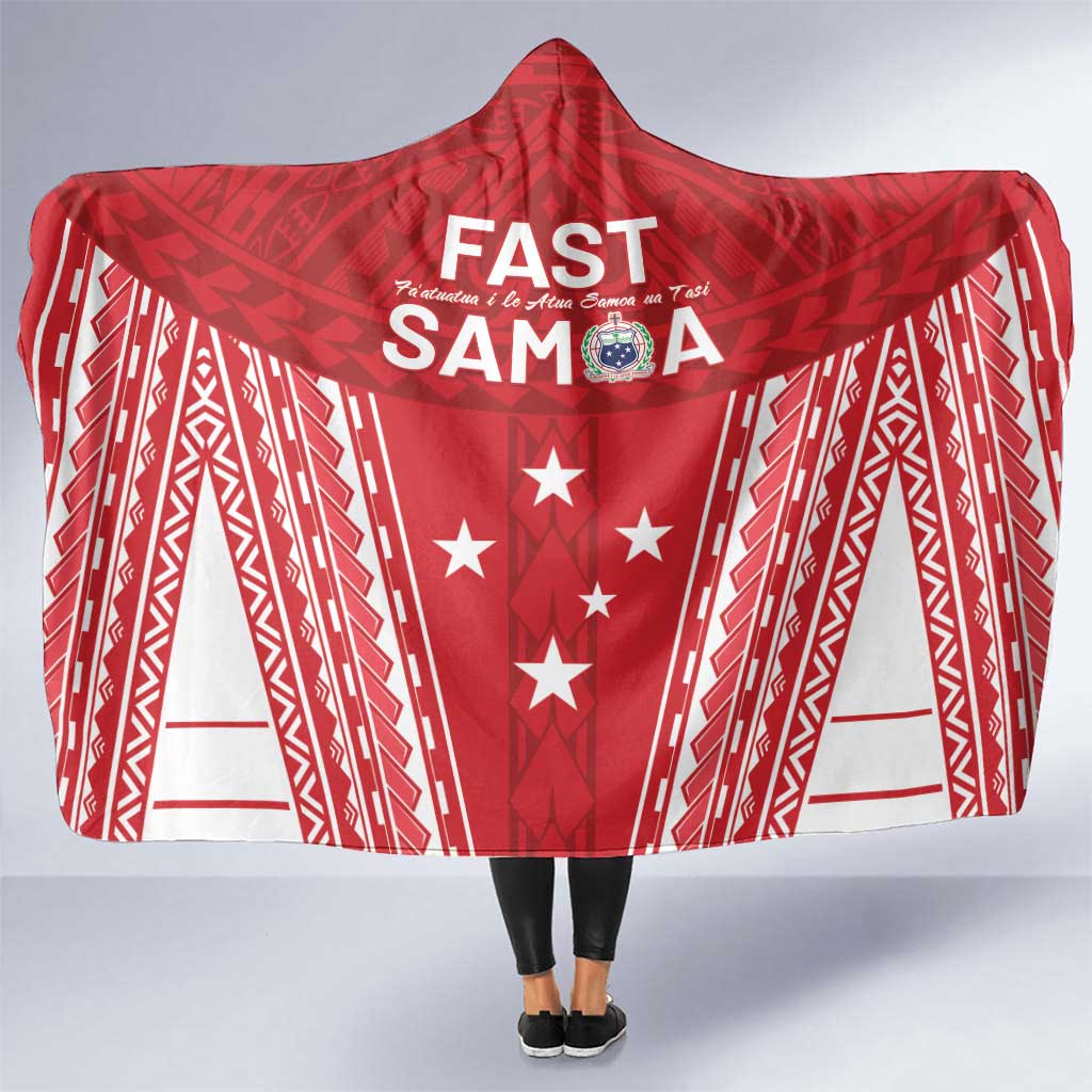 Samoa FAST Hooded Blanket Forever Proud Samoan Tribal Pattern LT05 One Size Red - Polynesian Pride