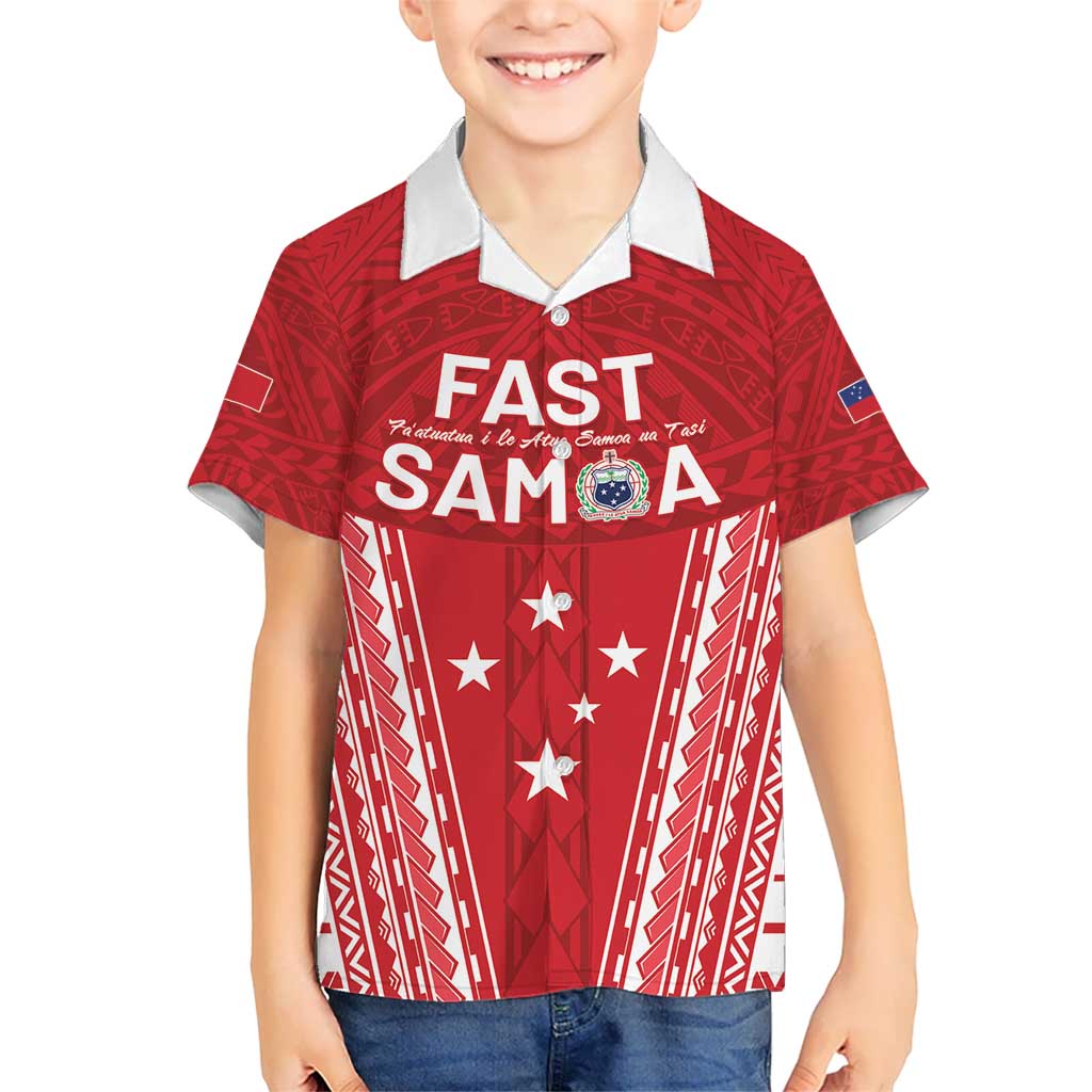 Samoa FAST Kid Hawaiian Shirt Forever Proud Samoan Tribal Pattern LT05 Kid Red - Polynesian Pride