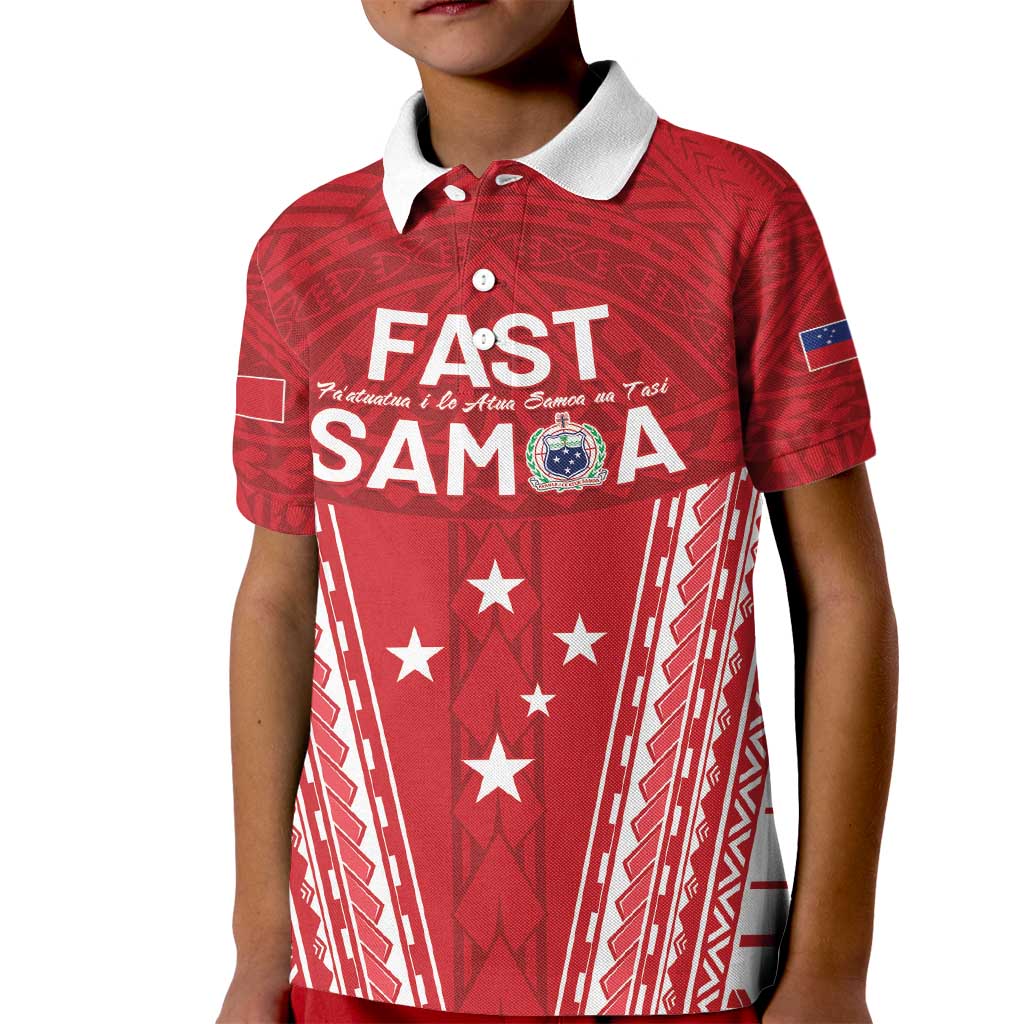 Samoa FAST Kid Polo Shirt Forever Proud Samoan Tribal Pattern - Polynesian Pride