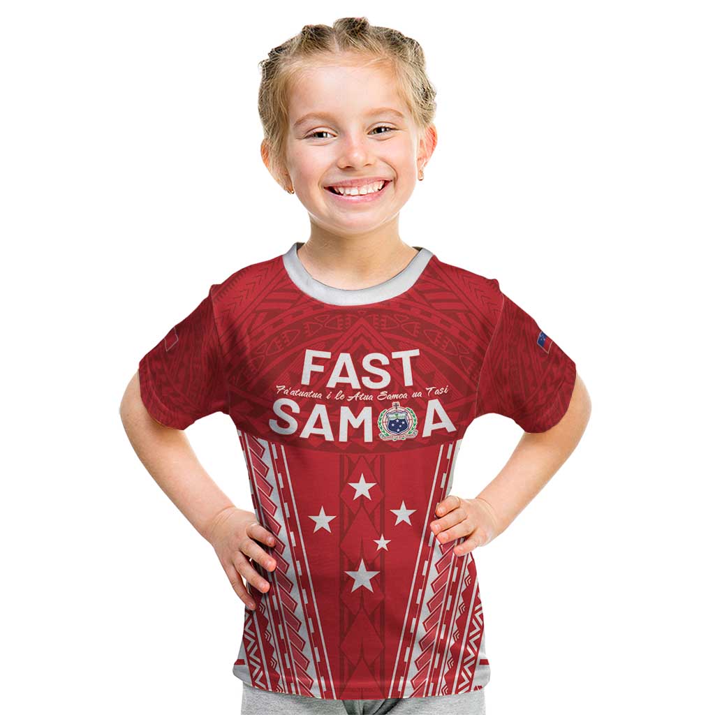 Samoa FAST Kid T Shirt Forever Proud Samoan Tribal Pattern LT05 Red - Polynesian Pride