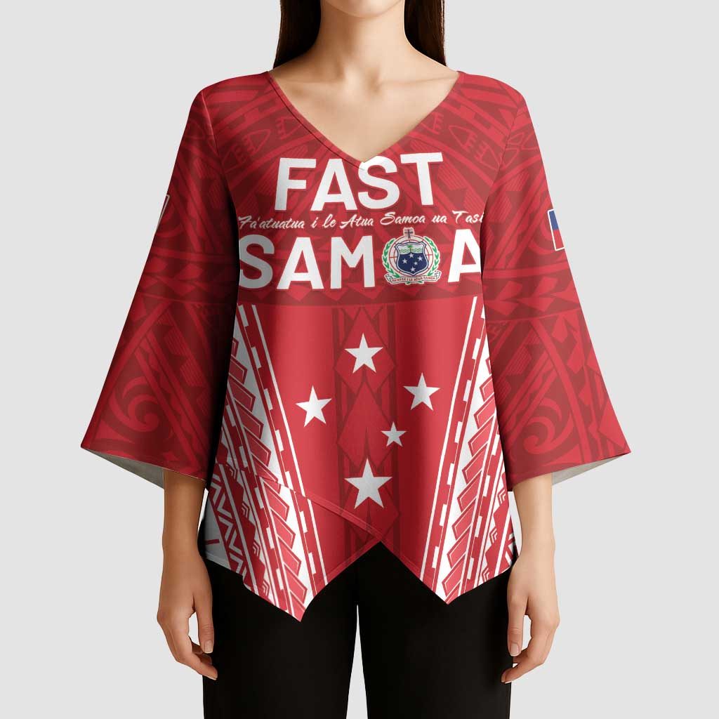 Samoa FAST Kimono Sleeve Blouse Forever Proud Samoan Tribal Pattern - Polynesian Pride