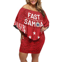 Samoa FAST Off Shoulder Short Dress Forever Proud Samoan Tribal Pattern - Polynesian Pride