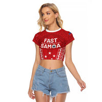 Samoa FAST Raglan Cropped T Shirt Forever Proud Samoan Tribal Pattern - Polynesian Pride