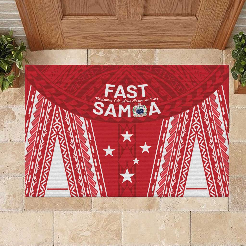 Samoa FAST Rubber Doormat Forever Proud Samoan Tribal Pattern - Polynesian Pride
