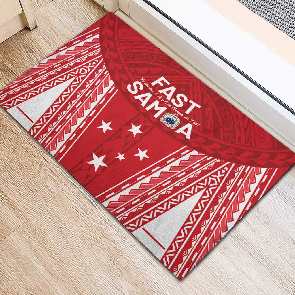 Samoa FAST Rubber Doormat Forever Proud Samoan Tribal Pattern - Polynesian Pride