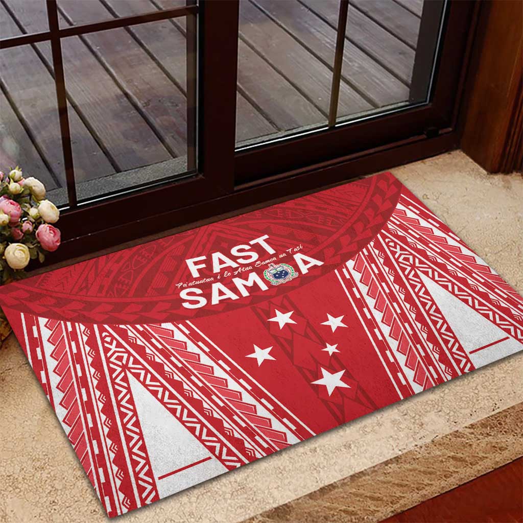 Samoa FAST Rubber Doormat Forever Proud Samoan Tribal Pattern - Polynesian Pride