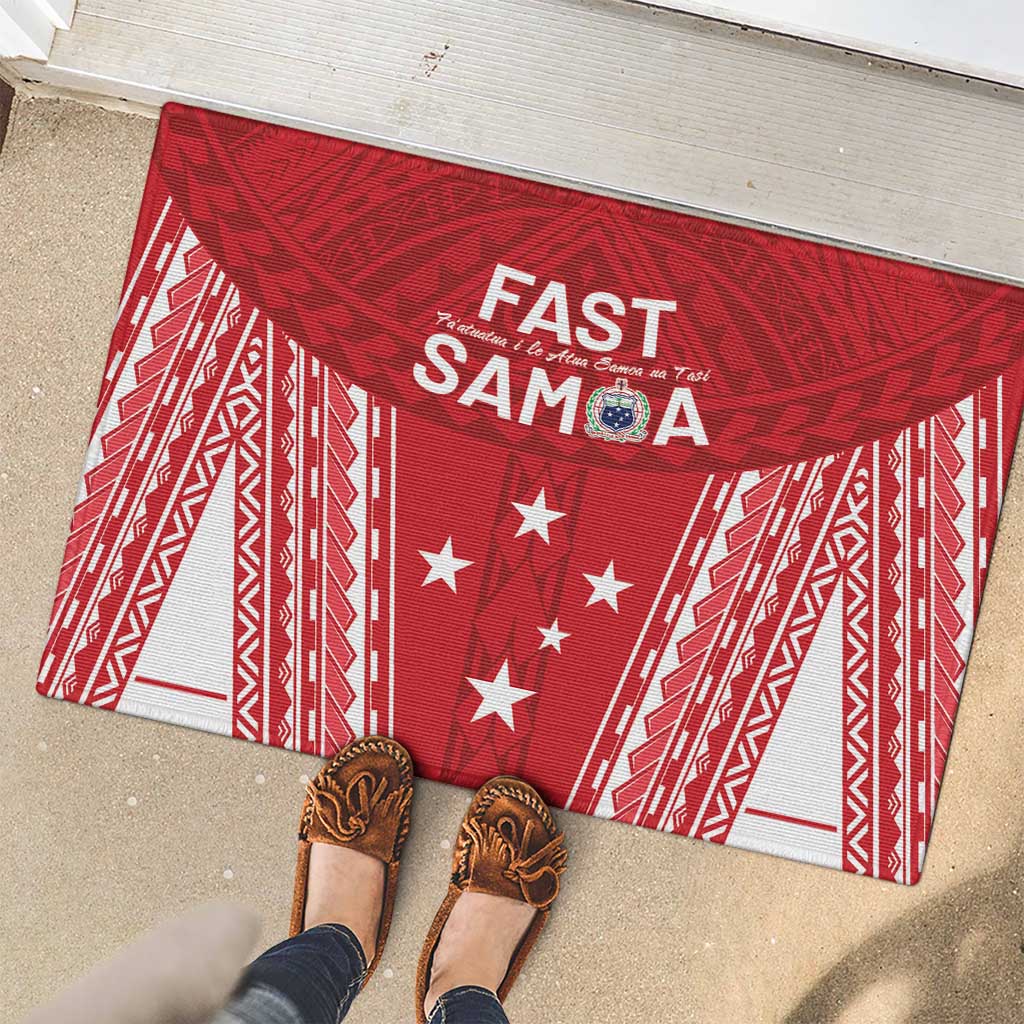 Samoa FAST Rubber Doormat Forever Proud Samoan Tribal Pattern - Polynesian Pride