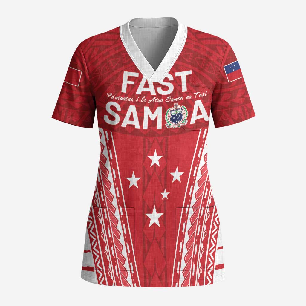 Samoa FAST Scrub Top Forever Proud Samoan Tribal Pattern - Polynesian Pride