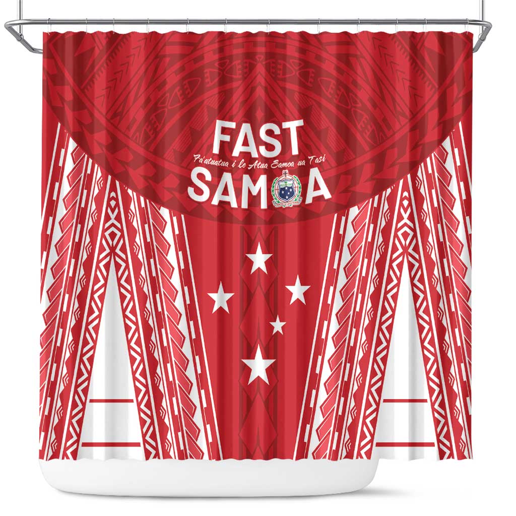 Samoa FAST Shower Curtain Forever Proud Samoan Tribal Pattern LT05 Red - Polynesian Pride