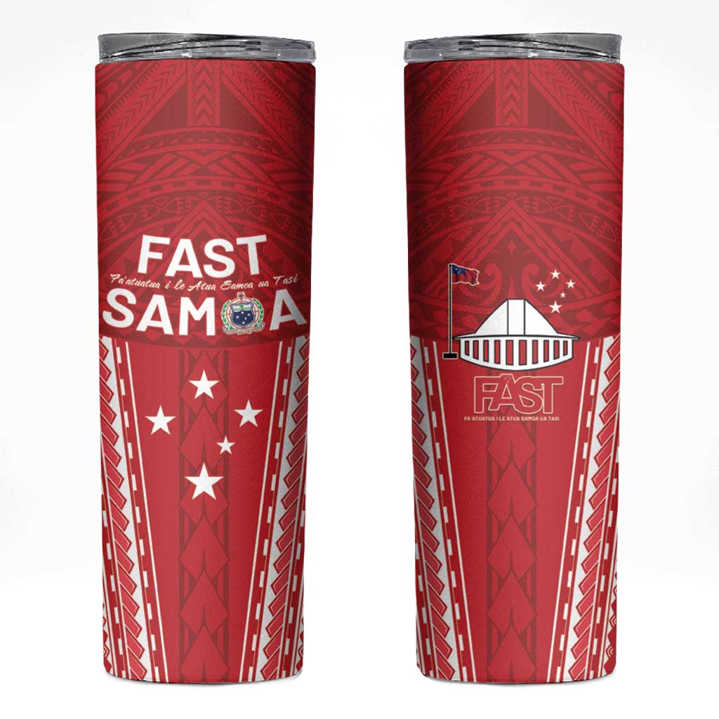 Samoa FAST Skinny Tumbler Forever Proud Samoan Tribal Pattern - Polynesian Pride