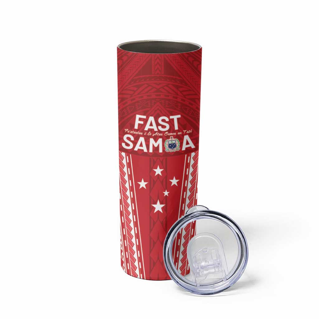 Samoa FAST Skinny Tumbler Forever Proud Samoan Tribal Pattern - Polynesian Pride