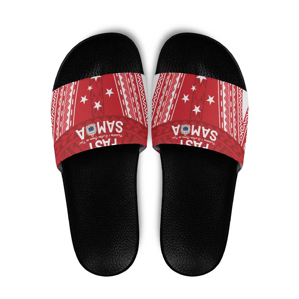 Samoa FAST Slide Sandals Forever Proud Samoan Tribal Pattern LT05 Red - Polynesian Pride