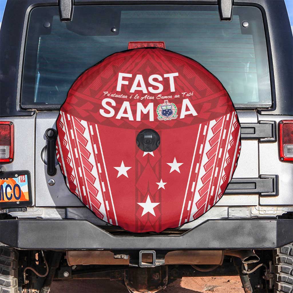 Samoa FAST Spare Tire Cover Forever Proud Samoan Tribal Pattern LT05 Red - Polynesian Pride