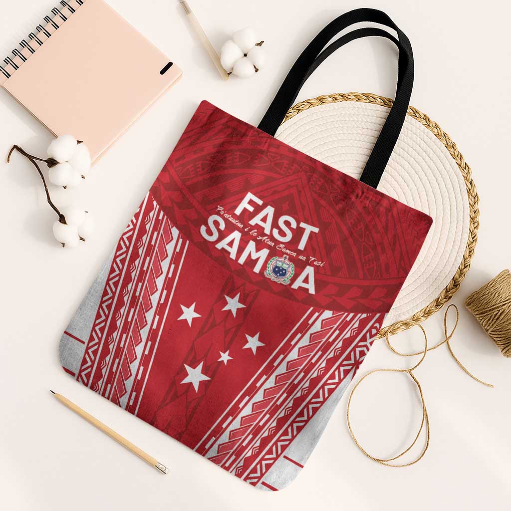 Samoa FAST Tote Bag Forever Proud Samoan Tribal Pattern LT05 Black Strap One Size Red - Polynesian Pride