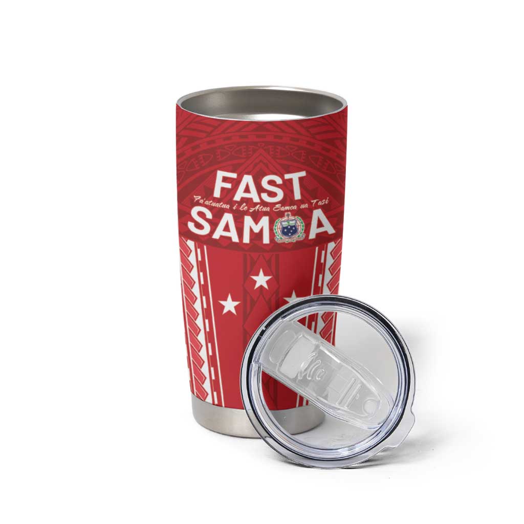 Samoa FAST Tumbler Cup Forever Proud Samoan Tribal Pattern - Polynesian Pride