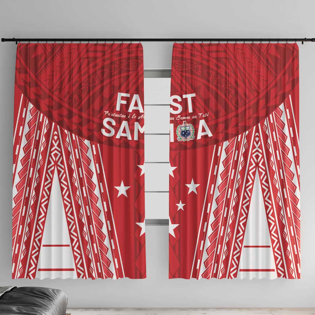 Samoa FAST Window Curtain Forever Proud Samoan Tribal Pattern LT05 With Hooks Red - Polynesian Pride