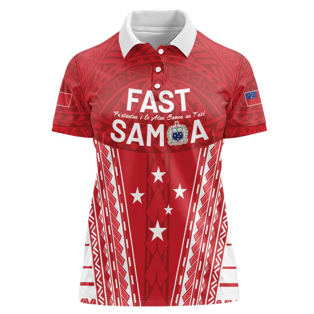 Samoa FAST Women Polo Shirt Forever Proud Samoan Tribal Pattern - Polynesian Pride