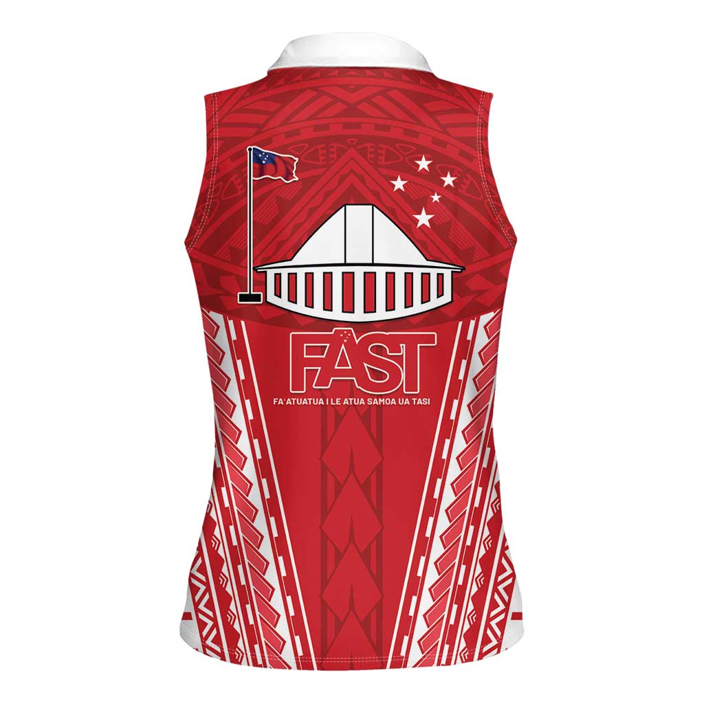 Samoa FAST Women Sleeveless Polo Shirt Forever Proud Samoan Tribal Pattern - Polynesian Pride