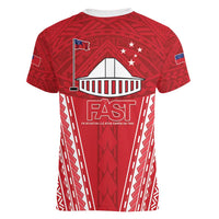 Samoa FAST Women V-Neck T-Shirt Forever Proud Samoan Tribal Pattern - Polynesian Pride