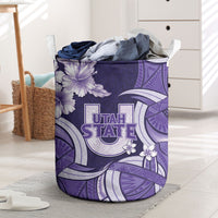 Utah State Polynesian Heritage Laundry Basket Floral Tribal Pattern Tropical Flowers